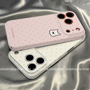 s24男女s23ultra硬壳s22plus简约波点粉色小狗s21防摔a54a53保护套 手机壳新款 柒莱菲林壳适用于三星s30 s25