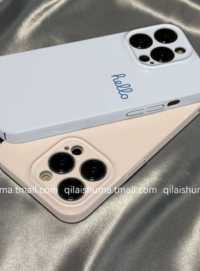 柒莱菲林壳适用于opporeno15/14/13/12pro+手机壳11/10新款9女findx8x7简约蓝色hello英文a5硬真我gt6软7防摔