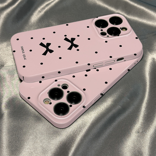 10pro 菲林壳适用于opporeno15 9硬8 手机壳新款 7粉色波点蝴蝶结x6硅胶女防摔findx7软x5保护套