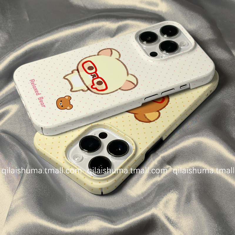 柒莱菲林壳适用于苹果17/16promax手机壳新款iPhone15男女14可爱波点眼镜小熊13防摔12硬11保护套xs硅胶xr软