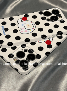 柒莱菲林壳适用于iqooneo10/9/8pro手机壳7/6se新款5/3硬壳日韩黑色波点大象iqoo13/12软套11男女10防摔9硅胶