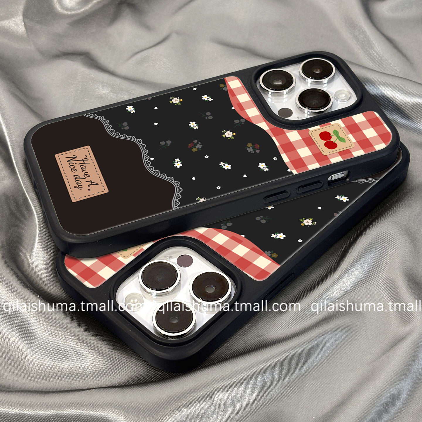 适用于华为系列手机壳碎花黑边