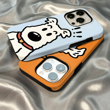 柒莱二合一菲林壳适用于opporeno15/14/12/11/10pro手机壳13新款9/8蓝色探头小狗findx8x7女x6防摔x5硬4软3套