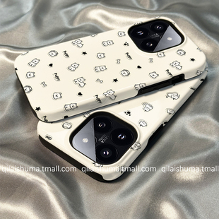 柒莱二合一菲林壳适用于小米17/15pro手机壳新款13红米k80k70女60卡通线条西高地小狗note14防摔12硅胶11软套