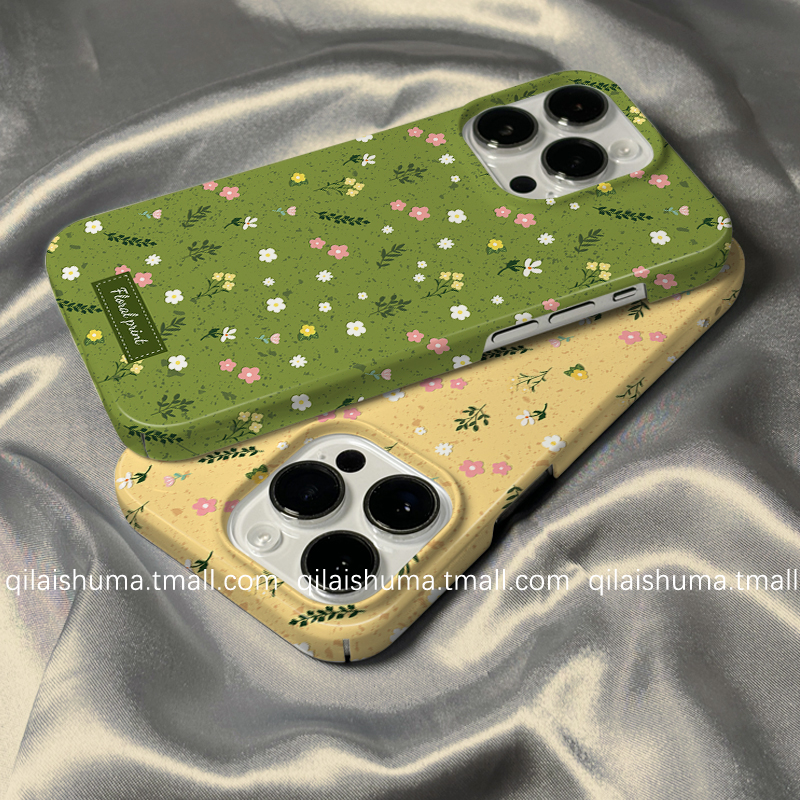 柒莱菲林壳适用于苹果16promax手机壳新款iPhone15/14韩风小清新绿色碎花13防摔12硬11保护套xs硅胶xr女678软