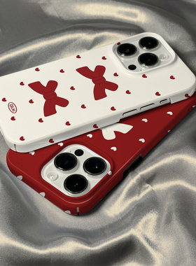 菲林壳适用于苹果15promax手机壳16新款iPhone17/14红色爱心蝴蝶结13防摔12mini硬11保护套xs硅胶xr女8plus软