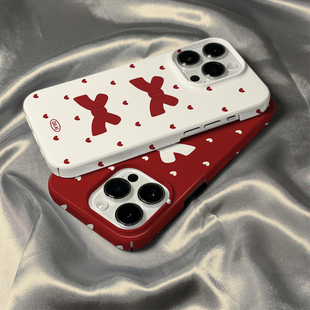菲林壳适用于苹果15promax手机壳16新款 14红色爱心蝴蝶结13防摔12mini硬11保护套xs硅胶xr女8plus软 iPhone17