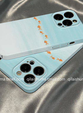 柒莱菲林壳适用于华为pura80/70pro手机壳新款mate60/50男女40小众蓝色渐变金鱼nova14/13硬12防摔11软10套9