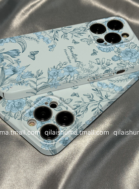 柒莱菲林壳适用于vivox300/x200/100pro手机壳新款x90x80x70高级简约蓝色花朵s50s30s20女19套18硅胶17硬防摔