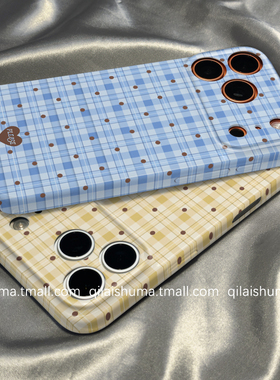 柒莱菲林壳适用于小米17/15pro手机壳新款14ultra简约蓝色格子波点12红米note13男女k90防摔k80k70硬60套50软