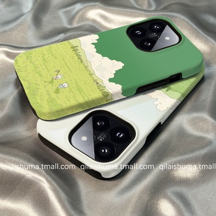 柒莱二合一菲林壳适用于小米17/15pro手机壳新款13红米k80k70男女60油画绿色田园风景note14防摔12硅胶11软套