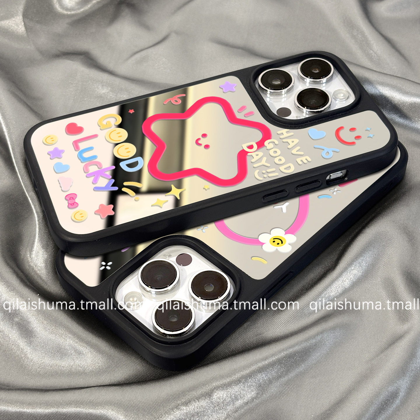 柒莱高级镜面壳适用于苹果16promax手机壳新款iPhone17男女15可爱粉色涂鸦星星14硬壳13防摔12硅胶11保护套,3C数码配件,手机保护套/壳,淘宝优惠券,粉丝福利购,淘宝优惠卷