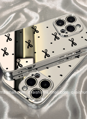 柒莱镜面壳适用于vivox300/x200/100pro手机壳新款90高级x80x70x60补妆ins黑色蝴蝶结s50s30s20套19硬18防摔