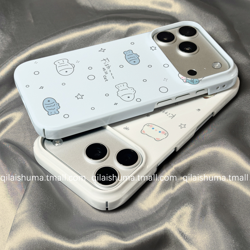 柒莱菲林壳适用于苹果17/16promax手机壳新款iPhone15男女14日韩ins蓝色小鱼13防摔12硬11保护套xs硅胶xr软