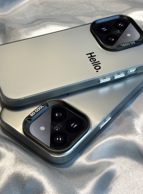 适用于小米17/14pro手机壳15新款13高级12/11/10简约hello英文红米note14/13pro+硬壳k80男女k70k60防摔k50套