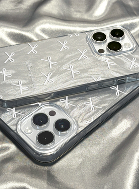 柒莱羽纱壳适用于小米17/14pro手机壳15新款11韩风ins白色蝴蝶结红米k80k70女k60防摔k50硅胶note14/13硬套12