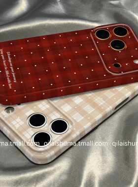 柒莱菲林壳适用于opporeno15/14/13pro手机壳12/11/10新款9男女findx9防摔x8韩风红色格纹波点a6a5硬a3真我软