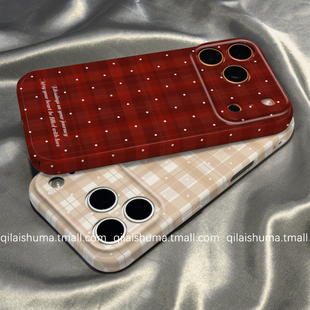 10新款 柒莱菲林壳适用于opporeno15 13pro手机壳12 9男女findx9防摔x8韩风红色格纹波点a6a5硬a3真我软