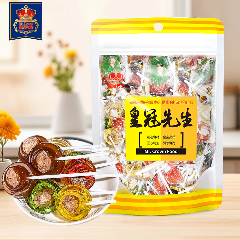 MR. CROWN皇冠先生台式梅心棒棒糖500g怀旧糖果话梅棒棒糖果味糖