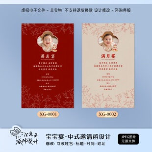 邀请函电子版模板海报电子版请柬宝宝满月百日周岁生日手机微请帖