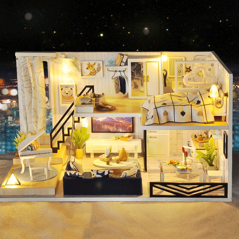 高档diy小屋时光浅影手工拼装别墅建筑模型房子木质玩具创意生日