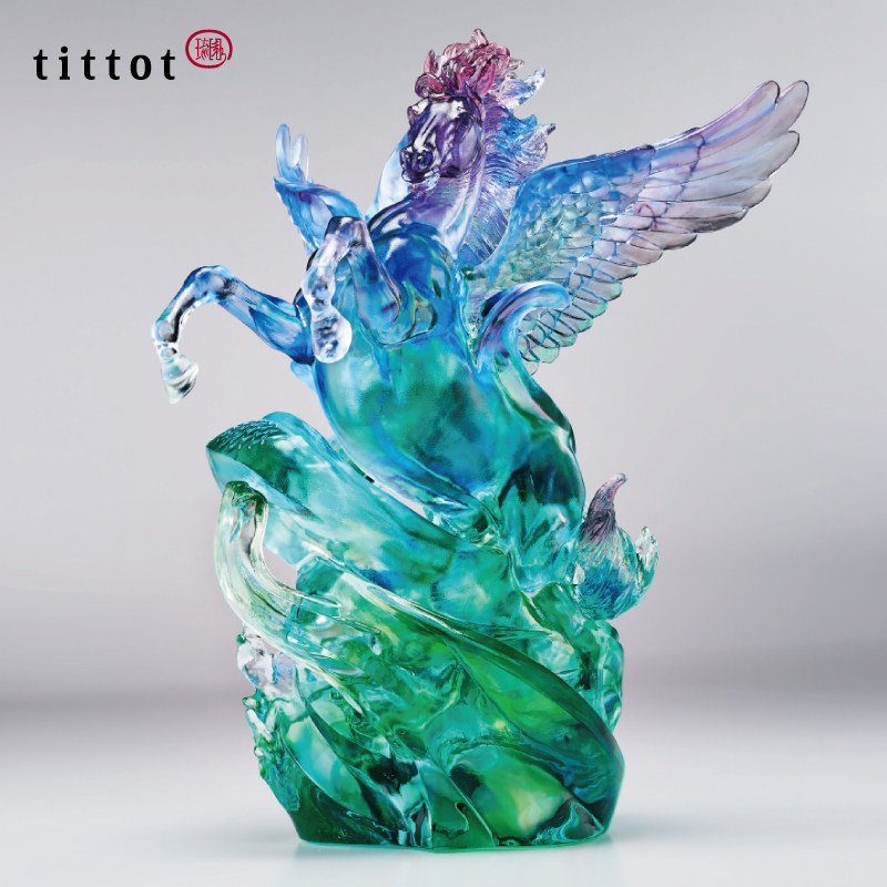 琉园tittot琉璃摆件龙马图片