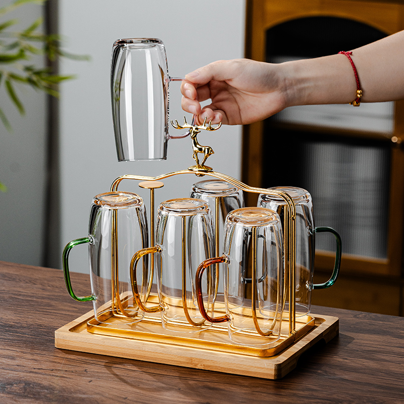 高硼硅玻璃杯带把手泡茶杯子男士专用耐高温绿茶猴魁杯家用喝水杯