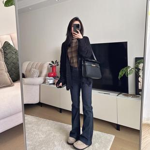 EP高腰遮肉顯瘦修身 YYIN 黃金分割比例 女 彈力貼條喇叭牛仔褲