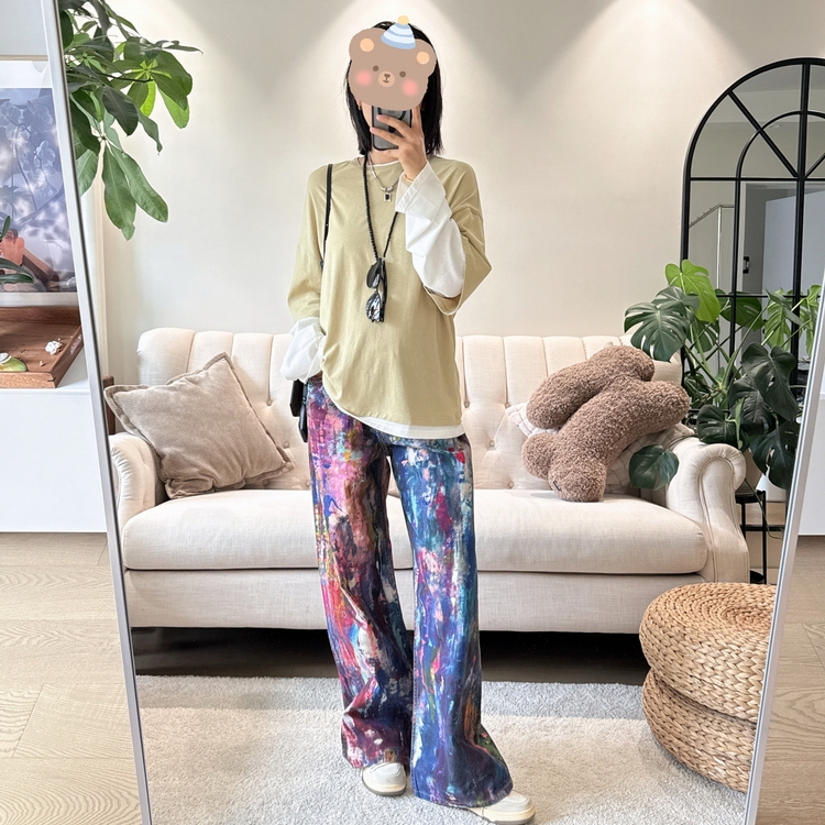 Ac*e1981F调色盘直筒阔腿牛仔裤