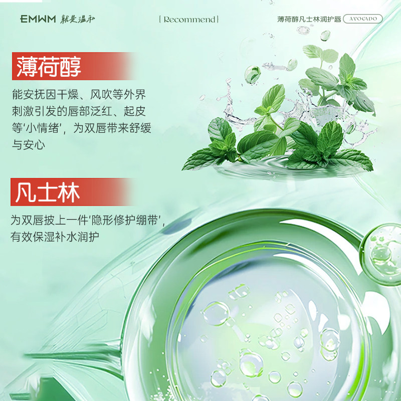 EMWM薄荷醇凡士林润唇膏保湿补水修护滋润护唇膏图片