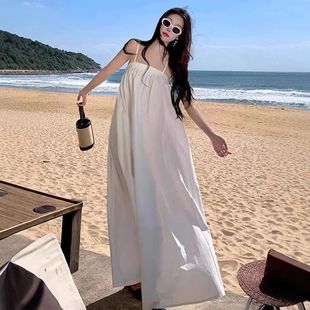 白色吊带连衣裙子女夏季 气质宽松长裙 2025新款 小个子海边度假法式