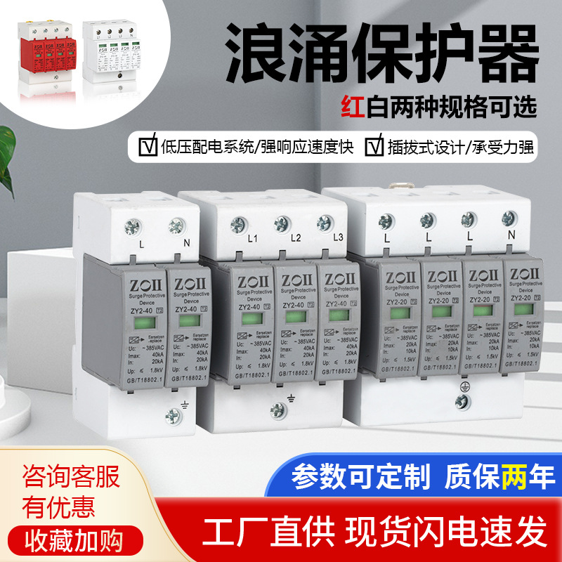 浪涌保护器家用电涌保护开关spd交流防雷器避雷电源断路器AC2P4P