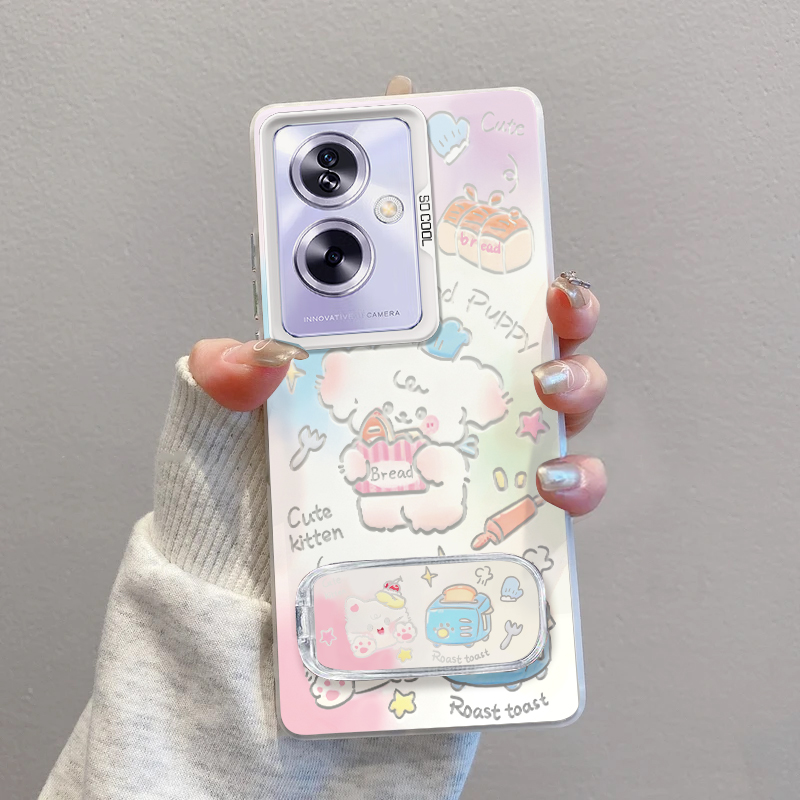 OPPOA2手机壳面包小狗磨砂彩银