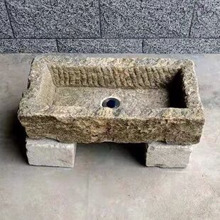 老石槽复古鱼缸旧牛槽马槽猪槽洗手盆花盆老物件室内流水装饰摆件