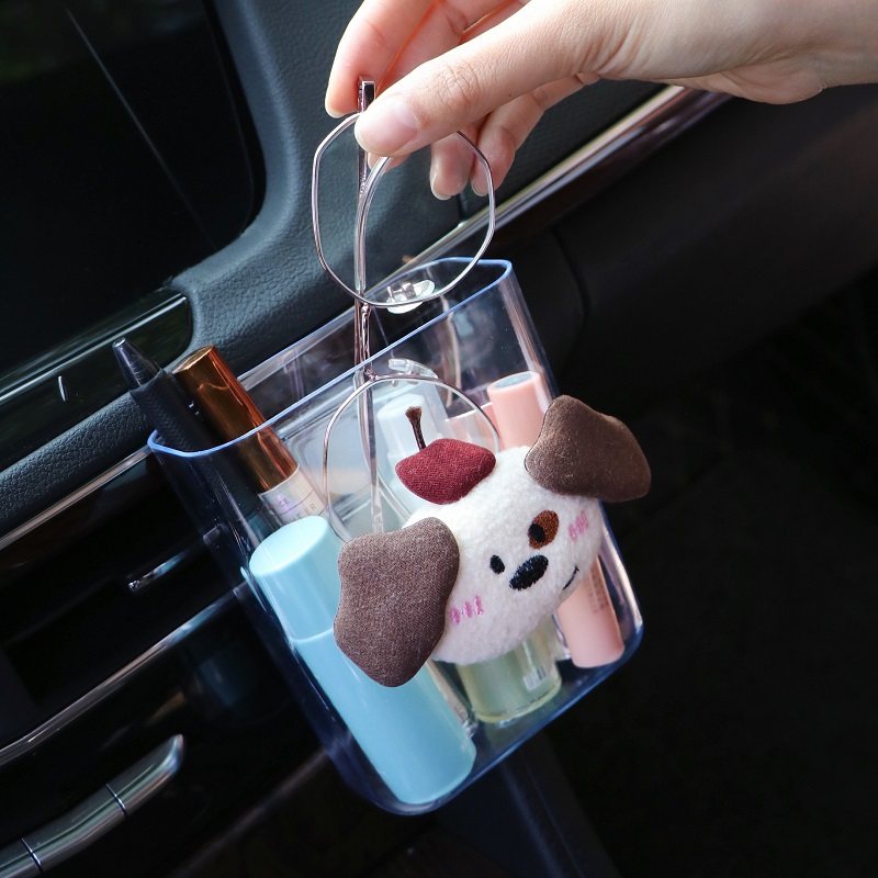 汽车出风口透明收纳盒创意可爱卡通小狗车载前排悬挂储物手机置物,汽车用品/电子/清洗/改装,车载收纳箱/袋/盒,淘宝优惠券,粉丝福利购,淘宝优惠卷