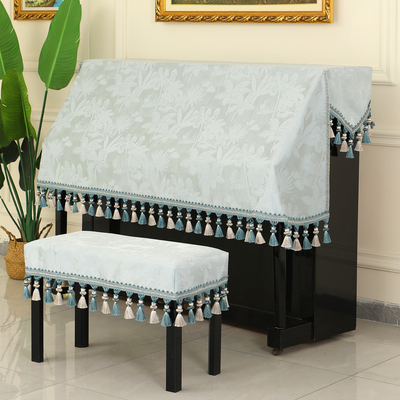 新款简约钢琴防尘罩半罩高级感加厚吊珠流苏盖布现代轻奢高档凳套