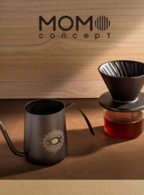 MOMO咖啡手冲壶不锈钢桌面咖啡陶瓷滤杯黑色咖啡套装冲泡器具