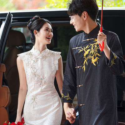新中式旗袍敬酒服新娘新郎订婚