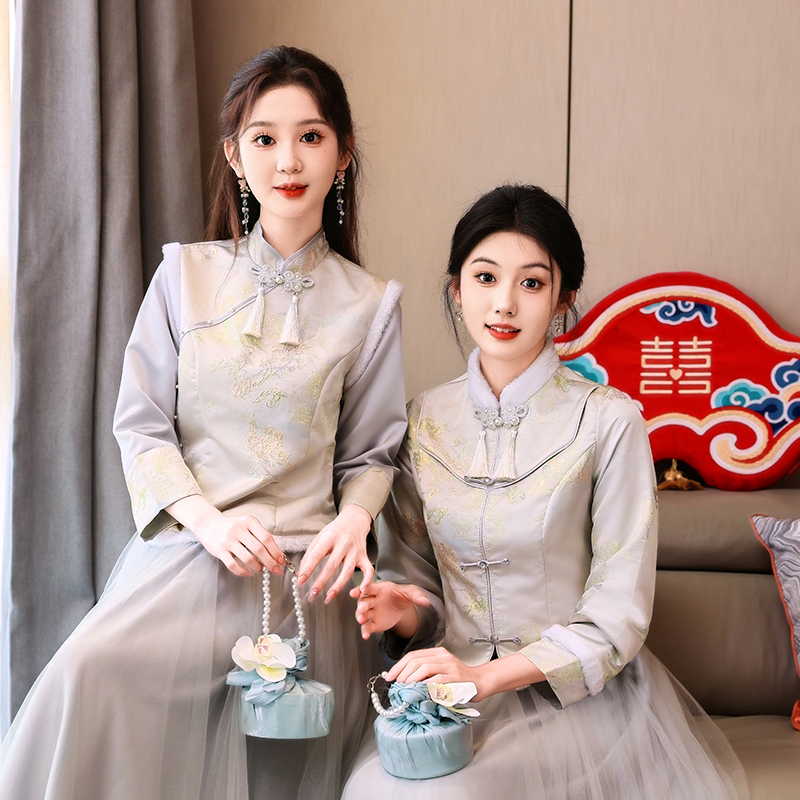 姣娴珺主2025新款冬季礼服裙中式