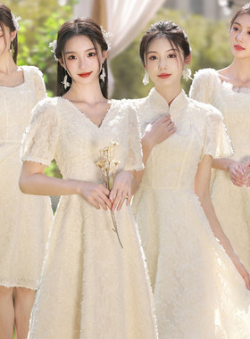 伴娘服2026新款小个子姐妹团香槟色生日party礼服高级感平时可穿