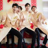 高端大气婚礼香槟色大马褂长袍汉服唐装 伴郎服中式 原创设计正版 男