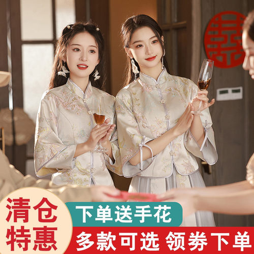 小个子高级感显瘦旗袍汉服姐妹团伴娘裙