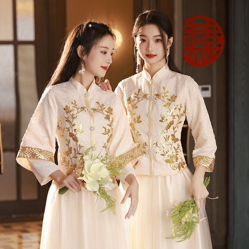 中式伴娘服女小个子姐妹团礼服