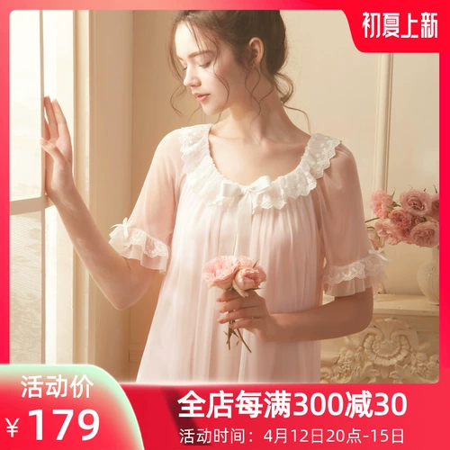 Кружевная летняя пижама, тонкая милая сексуальная юбка для принцессы, короткий рукав