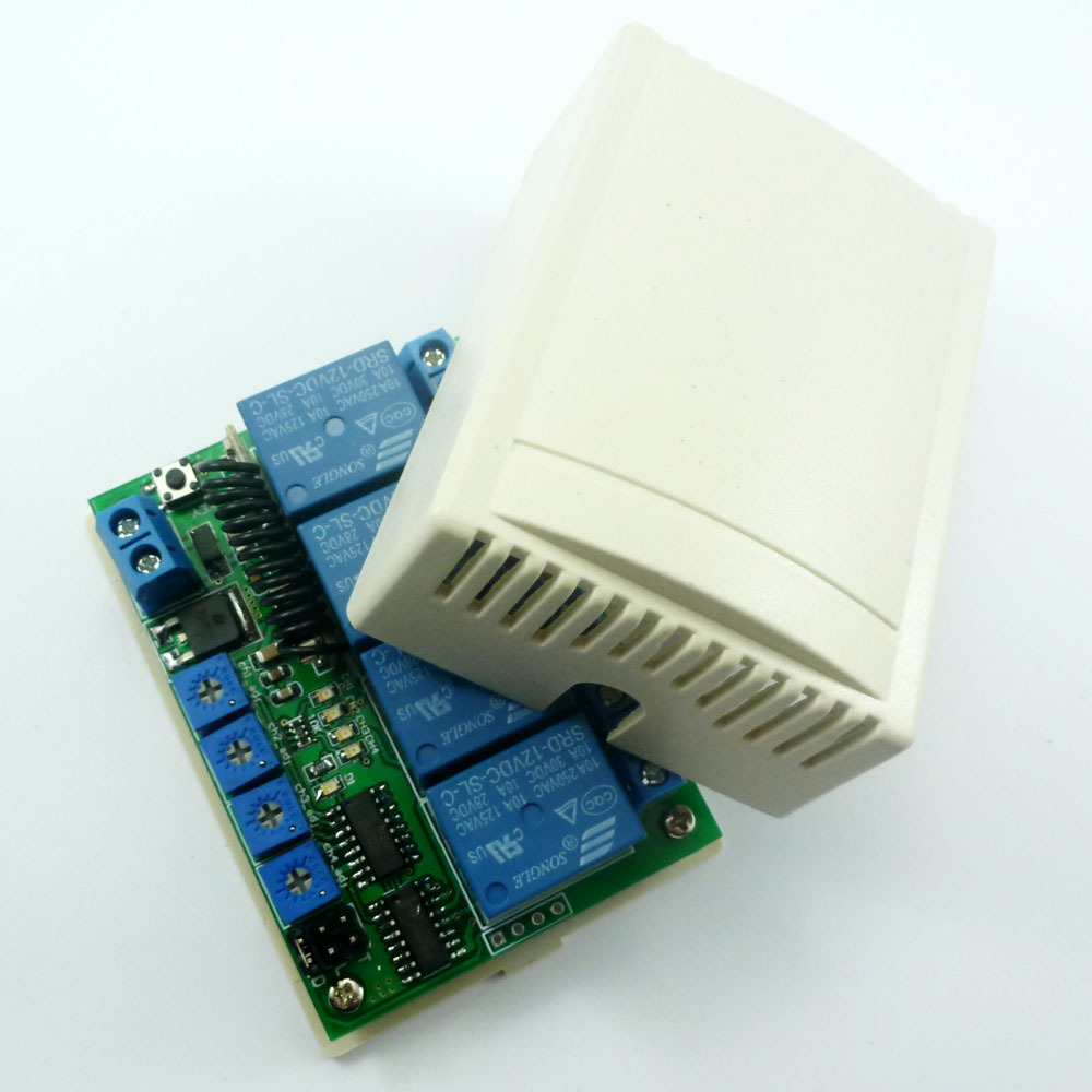 12V 4通道无线控制器 多功能时间继电器 点动自锁互锁延时开关