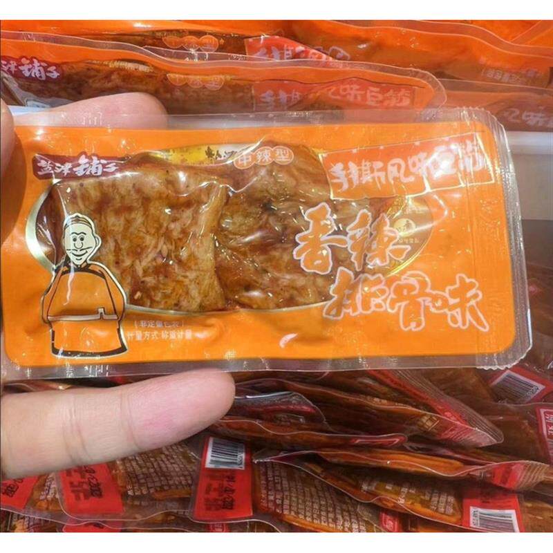*盐津铺子手撕风味豆筋500g香辣排骨味酱汁排骨味袋装休闲零食