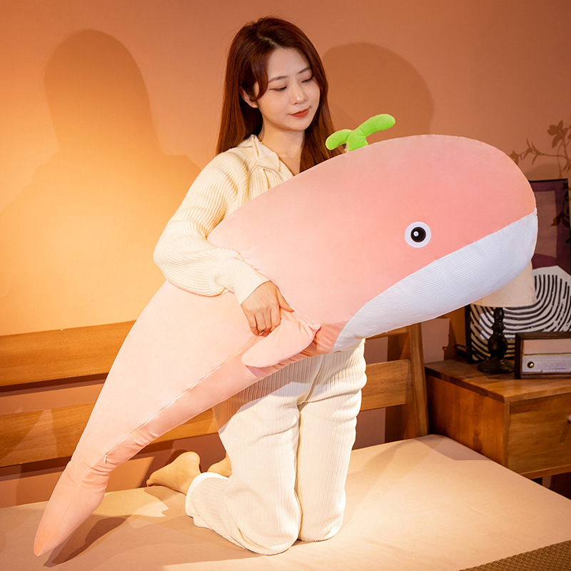 新款海洋动物鲸鱼抱枕毛绒公仔长条枕创意大号布娃娃睡觉女生礼物