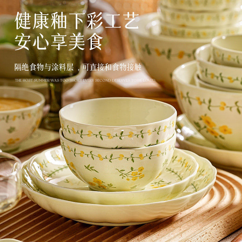 春意萌陶瓷碗家用2025新款高颜值饭碗餐具套装碗碟盘子好看的碗,餐饮具,碗,淘宝优惠券,粉丝福利购,淘宝优惠卷