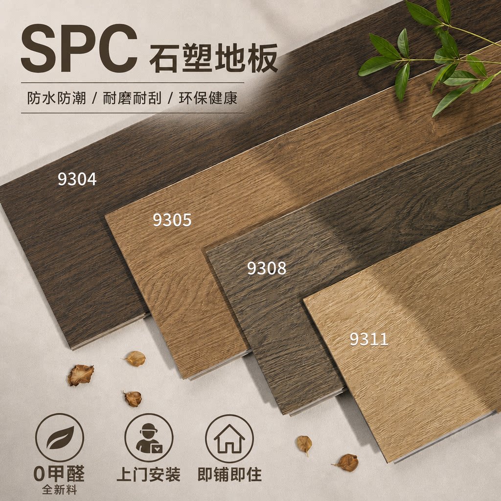spc石塑地板家用卡扣式防水瓷砖木地板直接铺翻新改造0醛加厚锁扣图片