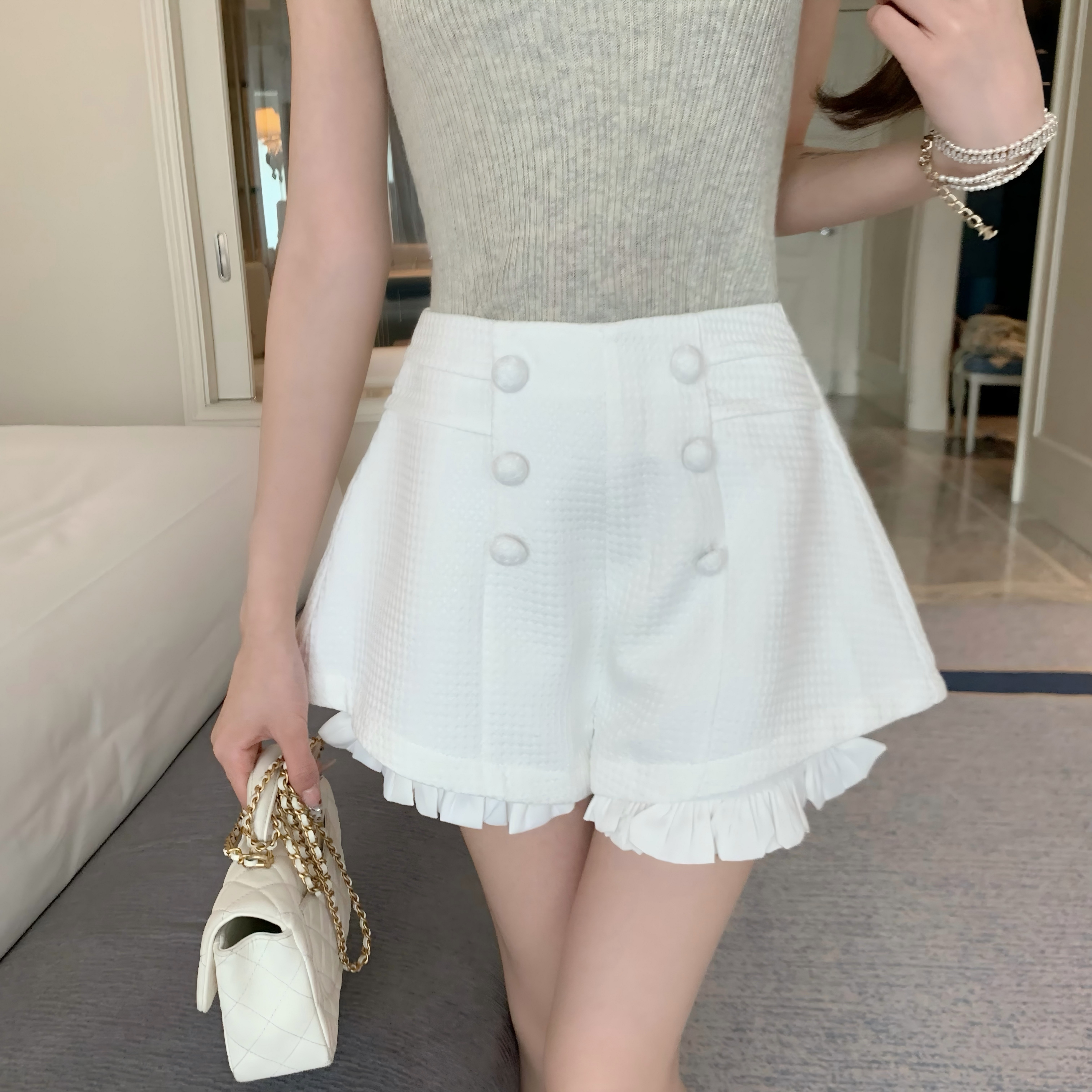 千金感高腰蓬蓬短裙南瓜短裤春秋